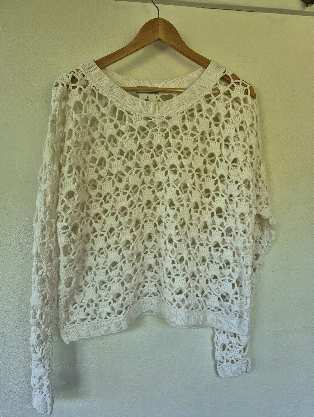 100% Cotton Crochet Sweater By Esprit Size Large